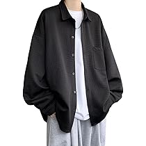 Amazon | [VICALLED] メンズ シャツ 長袖 開襟シャツ 無地